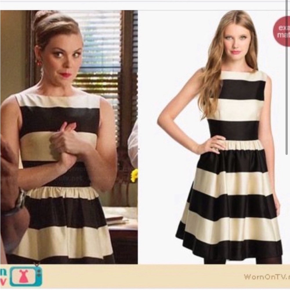 Kate Spade “Carolyn” cream white and black striped colorblock dress 6 NWT - Picture 2 of 5